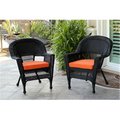 Jeco W00207-C-2-FS016-CS Black Wicker Chair with Orange Cushion W00207-C_2-FS016-CS